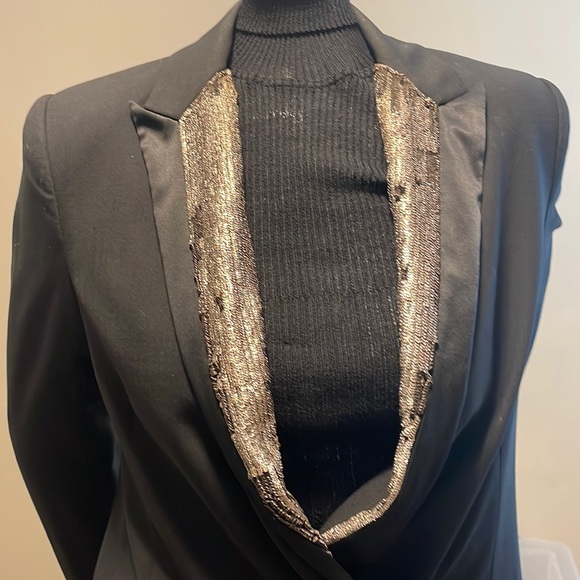 ADAM LIPPES OVERSIZED STATEMENT TUXEDO PIECE EMBELLISHED WOOL ELASTANE NWOT 2 - Picture 4 of 17